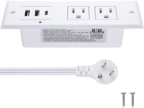 Revolutionize Your Charging Setup with the CCCEI Recessed Power Strip Featuring 20 W USB-C Fast Charging and USB-A Port – Sleek Hidden Outlet Solution for Side and End Tables, Complete with 6 FT 45-Degree Flat Plug for Effortless Installation and Enhanced Device Compatibility