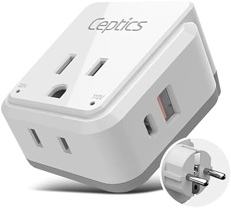 Compact Travel Power Adapter Set for Brazil, Peru & Chile – 20 W Dual USB & USB-C Charger with 2 USA Sockets – Fast Charging with Type C & N Attachments – Portable Plug Converter for Global Travelers – Stay Connected Anywhere