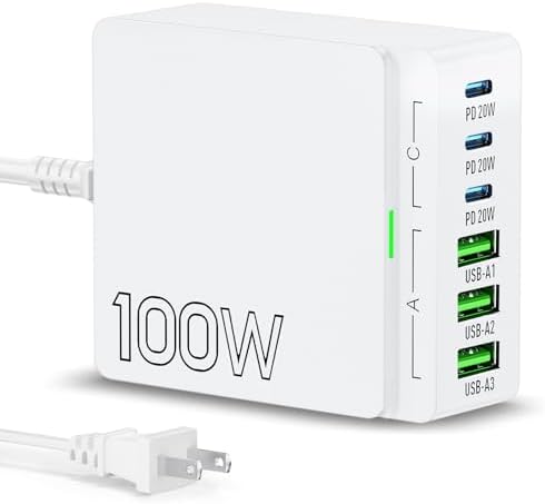 Revolutionize Your Charging Routine with the 100 W Ga N 6-Port USB C & A Power Station – Ultimate Fast Charging Hub for i Phone, i Pad, Samsung, and Android Devices – Compact Cube Design with Smart Power Management for Efficient Multi-Device Charging Solutions