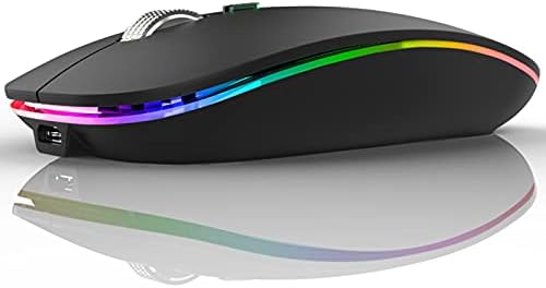 TENMOS Sleek LED Bluetooth Mouse – Ultra-Quiet Rechargeable Wireless Mouse with Type C Adapter for Laptops, Mac Books & i Pads – Bluetooth 5.1 & 2.4 GHz Universal Compatibility in Vibrant Blue – Perfect for Home, Office, and On-the-Go Productivity