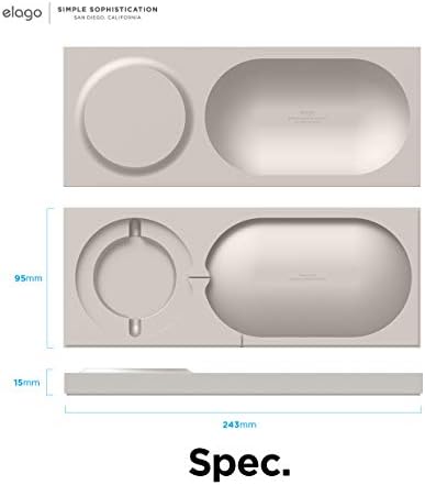 elago Premium Mag Safe Charging Tray: Streamline Your Charging Experience for i Phone 16/15/14/13/12 & Air Pods – Stylish Stone Finish Wireless Station for Home & Office – Durable Non-Slip Design Ensures Device Stability – Customize with Your Own Cable for a Personalized Touch