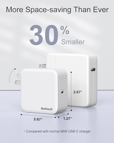 Nekteck 100 W Ga N IV USB-C Charger & 6.6 Ft Cable – Ultra-Fast Power Delivery Solution for Mac Book Pro/Air, i Pad Pro & All USB-C Devices – Compact, Foldable Design with Enhanced Safety Features & 90% Charging Efficiency