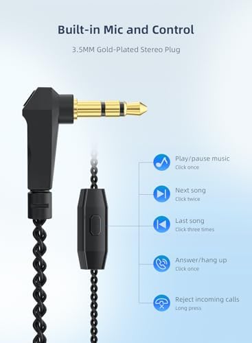 CCZ BC02 Professional Hi Fi In-Ear Monitor Headphones – Dynamic Driver Bass Earbuds with Built-in MIC for Immersive Stereo Sound – Ergonomic Design & Enhanced Device Compatibility – Perfect for Music Lovers and Audiophiles