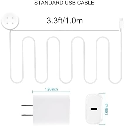 Ultimate Dual Pack Fast-Charging Wall Charger for Google Pixel Watch 3 & Pixel 2 – Magnetic USB-C Power Cables for Effortless Smartwatch Charging Anywhere, Stylish & Portable Solution for Home and Travel Needs