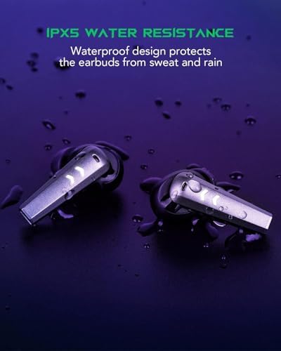 Elevate Your Gaming Experience with Black Shark Wireless Gaming Earbuds – Hi-Fi Stereo Sound, IPX5 Waterproof Design, Noise-Cancelling Microphone, and Quick Charging Case for Ultimate Convenience and Performance on i Phone & Android Devices