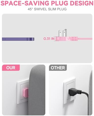 Stylish Brown Travel Power Strip with 5 Ft Cord – Compact Extension Solution Featuring 3 AC Outlets & 4 USB Ports (2 USB-C) for Rapid Charging – Ideal Desk Accessory for Tan Wood and Walnut Grain Décor – Maximize Functionality & Aesthetics in Any Space