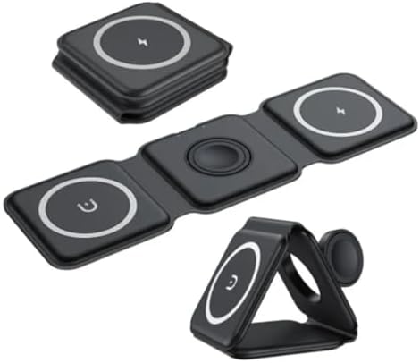 Revolutionize Your Charging Routine with the 3-in-1 Magnetic Wireless Charger Dock for Apple Devices – Portable Foldable Design for Fast Charging i Phone 12-16, Apple Watch & Air Pods – Sleek Black Finish for Home & Travel Convenience – Ultimate Multi-Device Charging Solution
