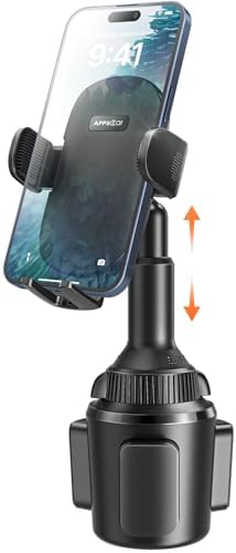 Universal Car Cup Phone Holder by APPS2 | Adjustable Long Arm with 360° Swivel for i Phone, Samsung, Google & All Smartphones | Secure, Stable Design for Hands-Free Navigation & Communication | Effortless Installation in Standard Cup Holders | Ideal Smartphone Accessory for Safe Driving