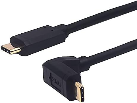 2 Feet 10 Gbps USB 3.1 Type C Cable – Versatile Male to Male Design with Angled Connectors for 4 K@60 Hz Monitors, Fast Data Transfer & Charging Capability, Durable High-Speed AV Connection for Home Office & Entertainment Setup
