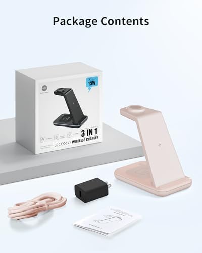 Magnetic Wireless Charging Station for i Phone 15/14/13/12 Pro Max & Apple Devices – Joy Geek 3-in-1 Fast Charger Pad for i Phone, Apple Watch Ultra 9-2, and Air Pods – Compact Design with Enhanced Compatibility and Secure Magnetic Alignment