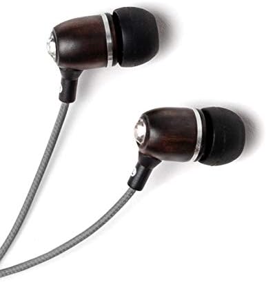 Experience Premium Sound with Symphonized Bling Genuine Wood In-Ear Noise-Isolating Headphones – Eco-Friendly Design, Built-In Mic, and Tangle-Free Nylon Cable for Enhanced Audio Compatibility in Gray