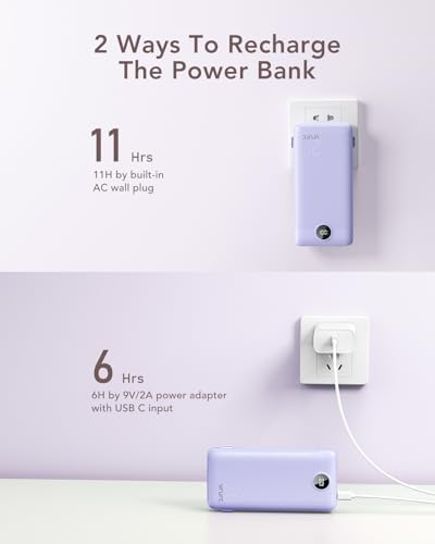 VRURC 20000 m Ah Pink Portable Charger – Fast Charging Power Bank with Built-in Wall Plug & Cables, LED Display, 4 Outputs & Dual Inputs for Effortless Travel Charging Solutions, Ideal for Busy Lifestyles and Enhanced Device Compatibility