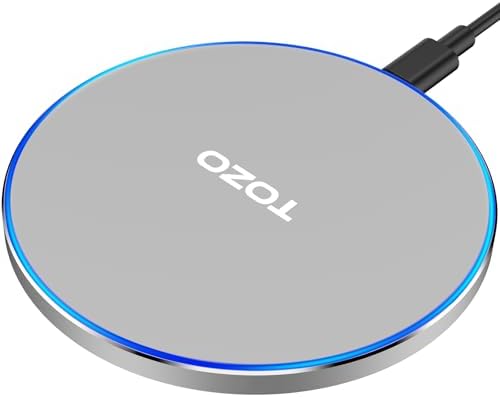 TOZO 2025 Enhanced 15 W Max Fast Wireless Charging Pad – Sleek Gray Charger for i Phone 16/15/14/13/12 Series & Samsung Galaxy S24/S23/S22 – Anti-Slip Design for Secure Charging – Lightweight & Portable Qi-Compatible Accessory for Effortless Power Delivery