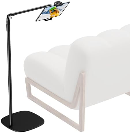 Revolutionize Your Reading Experience with the Elitehood Height Adjustable Tablet Floor Stand – 360° Rotatable Holder for i Pad, Kindle, Galaxy Tab, and Smartphones – Perfect for Hands-Free Viewing and Enhanced Comfort in Any Setting – Durable Design with Heavy Base for Stability and Versatility
