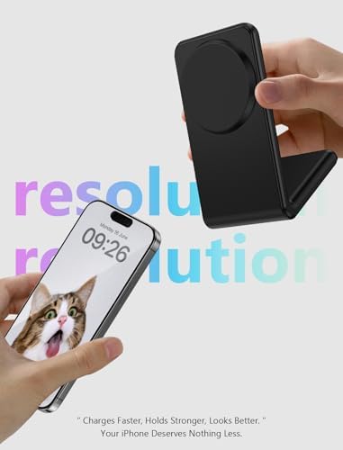 Mag Safe Charger Stand for i Phone 12-16 Series – Fast Magnetic Wireless Charging with Flip & Charge Flexibility – Black – Effortless Compatibility, Enhanced Safety Features, and Durable 1.5 m Braided Cable for Optimal Performance