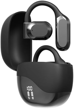 Experience Unmatched Audio Freedom with Open Ear Bluetooth Earbuds Featuring AI Technology – 60 Hours of Continuous Playtime, IPX7 Waterproof Design, and User-Friendly Touch Controls for Active Lifestyles – Ergonomically Crafted Sport Headphones Perfect for Running and Outdoor Adventures – Ultimate Device Compatibility in a Sleek Black Finish