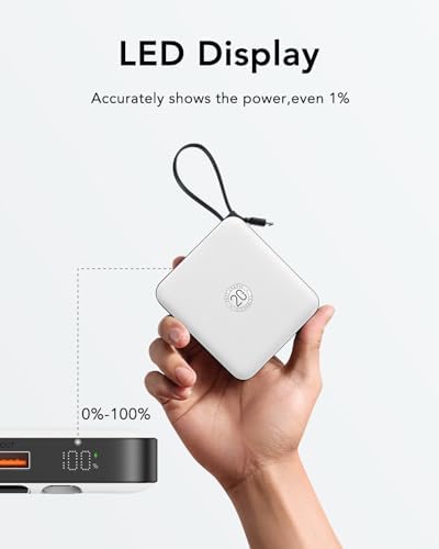 VRURC 10,000 m Ah USB C Portable Charger – Fast Charging Power Bank with Built-in Cable for i Phone 16/15/14, Galaxy S23/S22, Google Pixel & More – Lightweight Green Design for Ultimate Mobility and Reliability