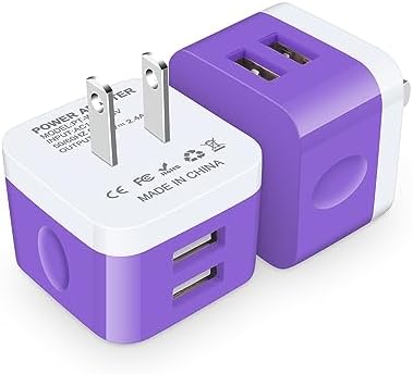 Compact USB Wall Charger 2 Pack – Low Profile Right Angle Plug Adapter for Quick Charging of i Phone 16/15/14/13/12/11 Max, i Pad Pro, Mini & Air, Samsung, Pixel – Enhanced Device Compatibility & Space-Saving Design