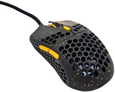 Gwolves Hati HTS Ultralight Honeycomb Wired Gaming Mouse – 48 g Precision with 16,000 DPI Sensor, Low Latency, Anti-Interference, 6 Customizable Buttons, On-Board Memory for PC/Mac/Laptop – Stardust Golden Small Edition for Maximum Speed and Comfort