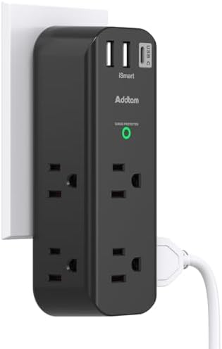 Ultimate Surge Protector and Outlet Extender with 6 AC Ports and 3 USB Charging Options (1 USB-C) – Smart Rotating Power Strip for Home, Office, and Travel – 1800 Joules Surge Defense, ETL Certified for Enhanced Device Protection and Efficiency