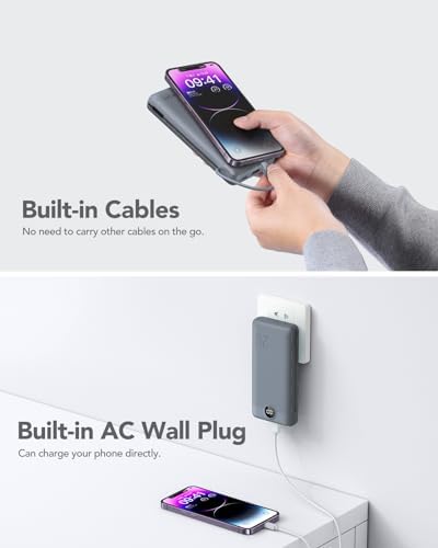 VRURC 20000 m Ah Pink Portable Charger – Fast Charging Power Bank with Built-in Wall Plug & Cables, LED Display, 4 Outputs & Dual Inputs for Effortless Travel Charging Solutions, Ideal for Busy Lifestyles and Enhanced Device Compatibility