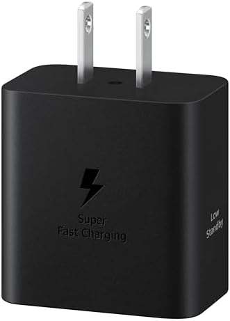 SAMSUNG 45 W Ultra-Fast Wall Charger with USB Type-C Cable – Efficient Power Adapter for Galaxy Devices & USB-C Gadgets, Sleek Black Design for On-the-Go Charging, Low Energy Consumption, Ideal for Busy Lifestyles, EP-T4511 XBEGUS