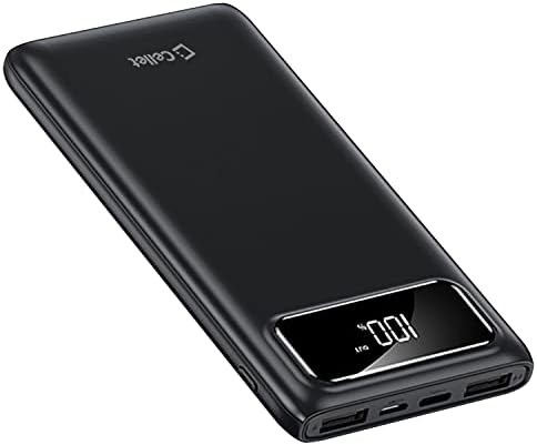 Ultra-Fast 10000 m Ah Portable Power Bank with Dual USB Ports – Universal Charger for Quick Device Replenishment – Lightweight & Compact Power Solution with Included USB Cables (Black) – Optimal Compatibility for On-the-Go Charging