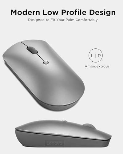 Lenovo Go Multi-Device Wireless Mouse – Versatile Dual Connectivity Bluetooth Optical Mouse with USB-C Rechargeable Battery, Adjustable DPI, Qi Charging, and Ambidextrous Design in Sleek Grey – Perfect for Multitaskers and Professionals