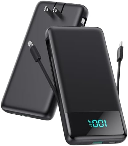 Upgrade Your Charging Experience: 13800 m Ah Portable Power Bank with Built-in Cables and Wall Plug – Fast Charging USB-C Battery Pack for i Phone 16/15/14, Samsung & Android Devices – Ultimate Travel Companion with 4 Outputs for Simultaneous Device Charging