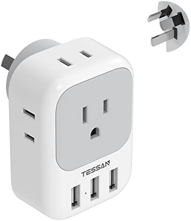 TESSAN Universal European Travel Power Adapter – 3 High-Speed USB Ports (2 USB-C) & 4 AC Outlets for Seamless Device Charging Across France, Germany, Spain, Greece & More – Compact Multi-Port Solution for Global Travelers – Ultimate Type E/F Plug Converter for Efficient Connectivity