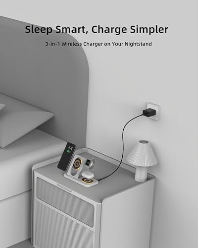 Innovative 3-in-1 Wireless Charging Station with Adjustable Night Light – Fast Charge Your i Phone 16-12, Samsung Galaxy S24-22, Apple Watch, and Air Pods Simultaneously – Sleek Foldable Design for Enhanced Space Efficiency and User-Friendly Operation – Durable ABS Construction with Tempered Glass Panel for Scratch Resistance and Efficient Heat Dissipation – Perfect for Nighttime Use with Soft LED Lighting – Ideal for Home or Office Setup – Compatible with Most Wireless Charging Devices – Elevate Your Charging Experience with One Convenient Solution