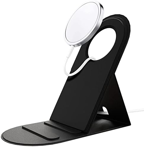 MagSafe Charger Stand – Modern Luxury Style, Compatible with iPhone 14, 13, 12 Series, Magnetic Mount, Black Faux Leather Finish – Enhanced Compatibility and Speed