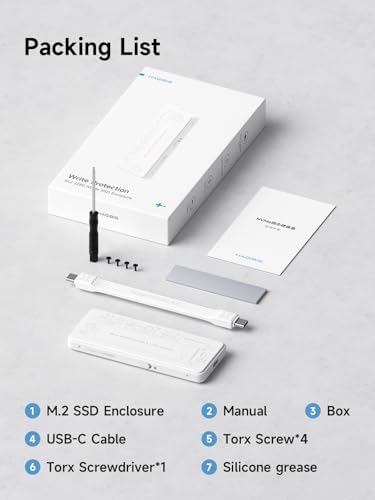 Hagibis M.2 NVMe SSD Enclosure – Ultra-Fast USB-C 3.2 Gen2 Adapter with Write Protection, 100 W PD Support for i Phone 16/15 Pro Max & Mac Book Pro – Sleek, Portable Design for Secure Data Transfers and Enhanced Storage Solutions