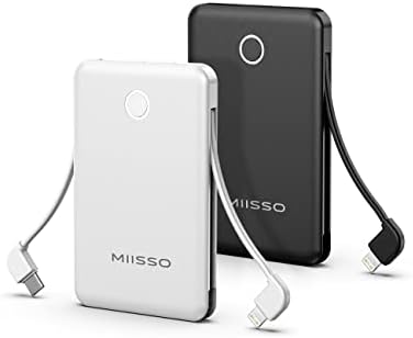 Sleek 6000 m Ah Ultra Slim Power Bank with Built-In USB-C Cords – Card Size Portable Charger for Multi-Device Charging, Perfect for i Phone & Samsung – Lightweight External Battery Pack for On-The-Go Convenience and Enhanced Charging Speed