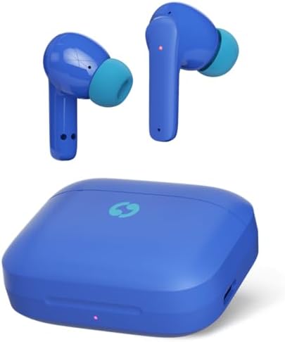 Clan K2 Bluetooth Earbuds for Kids – Safe Volume Limiting, Customizable Fit, and Low Latency for Gaming & Music – Stylish Wireless Earbuds in Blue for Ages 8-10, Enhanced Sound with 3 EQ Modes