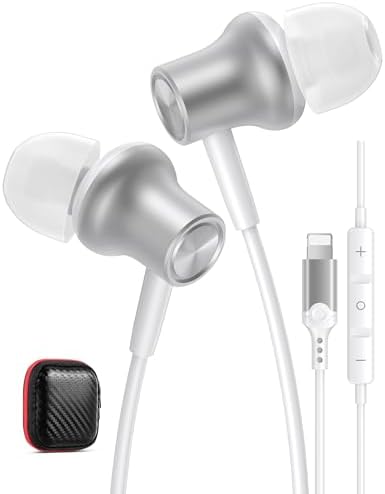 i Mangoo Magnetic Hi Fi Stereo Bass Wired Earbuds with MFi Certification – Premium Lightning Earphones for i Phone 14, 13 Pro Max, 12 Mini & More – Enhanced Audio Experience with Built-in Microphone & Volume Control – Stylish Purple Design for Everyday Comfort and Portability