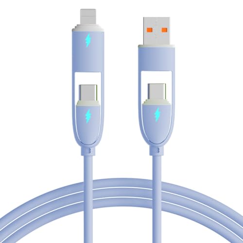 Transform Your Charging Essentials with the Versatile 4-in-1 USB C Cable – 100 W Rapid Power Delivery, Effortless Data Transfer, and Liquid Silicone Durability for i Phone 15 Series and Beyond, 3.3 ft Length with Built-in LED Indicator for Nighttime Use, Ideal for Home, Office, or Travel Adventures