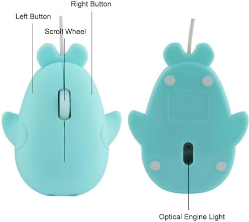 Delightful Pink Dolphin USB Wired Mouse – Adorable 1600 DPI Optical Mouse for Kids and Adults | Perfect for Travel, School, Office & PC Use | Fun Cartoon Design for Enhanced Productivity and Smiles
