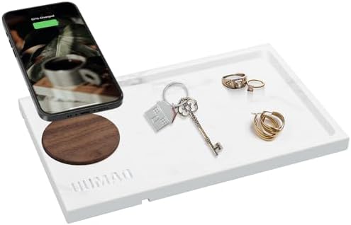 Sleek Marble Tray 15 W Magnetic Wireless Charger for i Phone 15/14/13/12 – Rapid PD Charging with Elegant Walnut Wood Accents for Ultimate Compatibility and Style