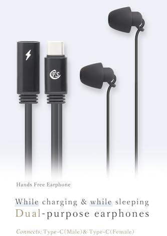 USB C Sleep Headphones for i Phone 15 Pro Max & Samsung Galaxy – Ergonomic Wired Earbuds with Superior Sound Quality, Tangle-Free Cord, and Hands-Free Microphone for Blissful Overnight Relaxation and Comfort