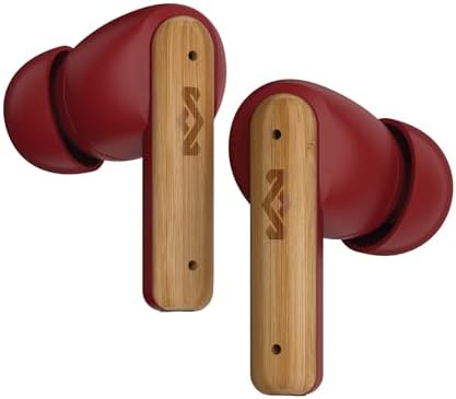 House of Marley Little Bird Eco-Conscious True Wireless Earbuds – Exceptional Audio Quality with Touch Controls, Integrated Mic, 24-Hour Battery Life, and USB-C Fast Charging – Ideal for Gamers and Music Enthusiasts (Red) – Experience Sustainable Sound Innovation for Everyday Use