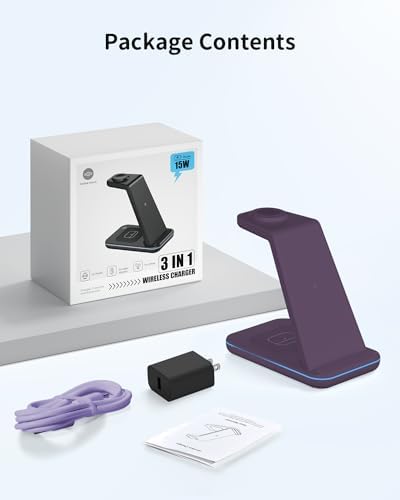 Magnetic Wireless Charging Station for i Phone 15/14/13/12 Pro Max & Apple Devices – Joy Geek 3-in-1 Fast Charger Pad for i Phone, Apple Watch Ultra 9-2, and Air Pods – Compact Design with Enhanced Compatibility and Secure Magnetic Alignment
