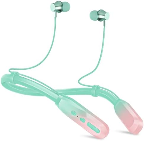 Experience Ultimate Sound Performance: Lecefty Neckband Bluetooth Headphones with 200-Hour Playtime, Waterproof Design, and Hands-Free Microphone for Active Lifestyles (Pink-Purple) – Perfect for Sports and Workouts