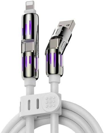 4-in-1 Universal Multi USB Charging Cable – 240W Max Fast Charger Cord with Multiple Connectors for iPhone 16/15/14/13, iPad, Samsung, MacBook, Tablets & More (Black, 6.6Ft) – Enhanced Compatibility and Speed