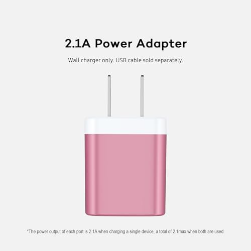AILKIN Dual Port USB Wall Charger 2-Pack – 2.1 A Fast Charging Adapter for i Phone 15/14/13/12/11 Pro, Samsung Galaxy S23/S22/S21 – Compact Power Block with Quick Charge Technology – Universal Compatibility & Safety Features for Home and Travel