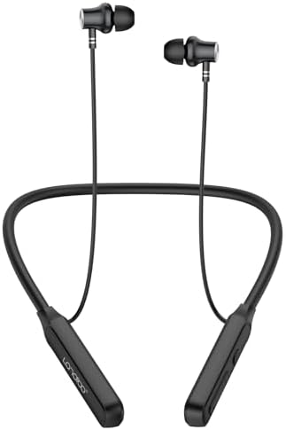 LANDIBO Bluetooth Neckband Earbuds – 35-Hour Battery Life, IPX7 Sweat-Resistant, Noise Cancelling Technology for Crystal Clear Sound – Ideal for Active Lifestyles and Hands-Free Communication – Enhanced Deep Bass Audio (Black) – Elevate Your Sound Experience