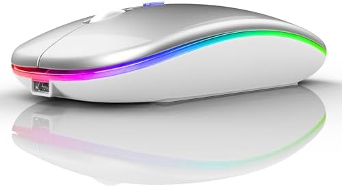 Sleek Bluetooth Wireless Mouse for Mac, Windows & i Pad – Ergonomic Design, High-Precision Navigation, Rechargeable & Dual-Mode Compatibility (Gray & Black) – Elevate Your Productivity with Clutter-Free Connectivity