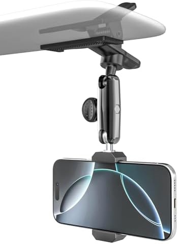 Universal Sun Visor Phone Mount – Metal Adjustable Holder for 4-7” Smartphones, i Phone 14/15/16 Pro Max & Galaxy Series – Hands-Free Convenience for Safe Driving and Easy Access to Navigation & Calls