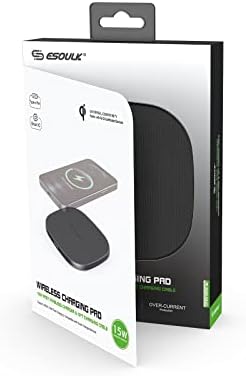 Esoulk 15 W Ultra-Slim Qi Wireless Charger with 5 FT Type-C Cable – Fast, Efficient Power-Up for i Phone Pro Max, Galaxy Note, One Plus & Pixel – Lightweight, Portable Design for Home & Travel Use