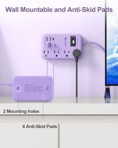 International Travel Power Adapter with 6 USB Ports and 4 AC Outlets – Versatile Plug Converter for European Destinations Including UK, France, Italy, and Germany – Compact 3 ft Extension Cord with Surge Protection for Enhanced Device Safety and Charging Efficiency
